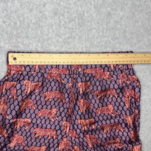 J Crew Collection Pull On Pants Womens 0 Purple Tiger Casual Silk Ankle Trousers - Picture 5 of 9